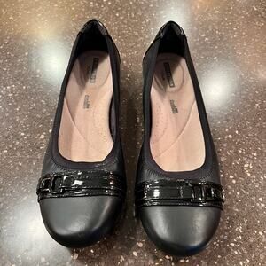 Clarks Shoes Womens 7.5 M Kinzie Light Ballet Flats Black Leather Comfort